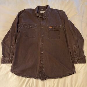 Carhartt Brown Sandstone Twill Collared Button Up Shirt From 2015 Size: Large
